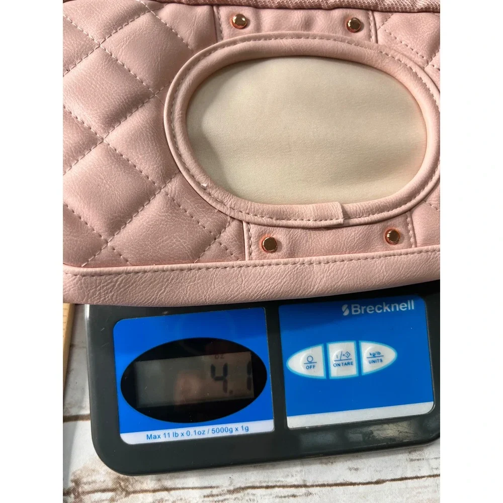 NWOT Itzy Ritzy Wipe Case Blush Pink Quilted Vegan Leather Rose Gold Boss OS